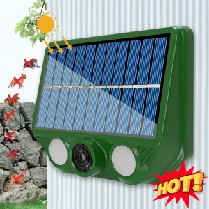 Ultrasonic Cat Dog Repellant with Red White Flash Light Waterproof Solar Powered Animal Deterrent for Orchard/Greenhouse/Garden